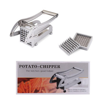 Машина за нарязване на картофи 2 остриета от неръждаема стомана Домашни резачки за пържени картофи Резачка за картофени чипсове Машина за нарязване на чипове Кухненски инструменти