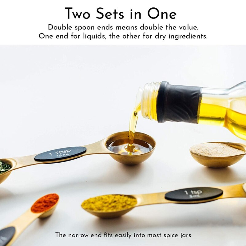 Μαγνητικά δοσομετρικά κουτάλια LUDA από ανοξείδωτο χάλυβα, στοιβαζόμενο κουταλάκι του γλυκού για μέτρηση ξηρών και υγρών συστατικών μαγειρέματος και ψησίματος