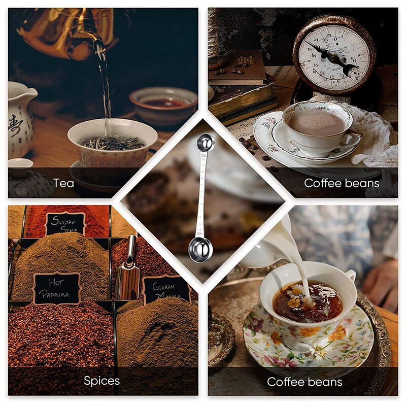 2 τεμάχια μεζούρες καφέ με τσιμπούρι, 1 κουταλιά της σούπας και 1 κουταλάκι του γλυκού μεζούρα καφέ από ανοξείδωτο χάλυβα για καφέ