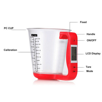Електронна везна за мерителна чаша LCD дисплей Чаши за измерване на температурата Кухненски аксесоари Инструменти за готвене Домакински кани Везни