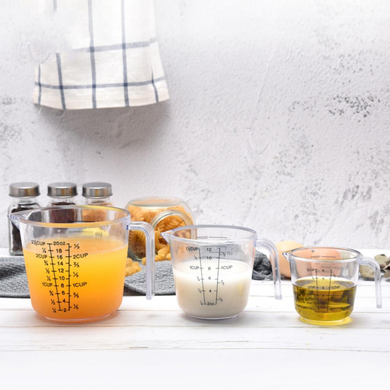 100/300/600 ml plastikinis skaidrus matavimo puodelis ąsotis pilamas snapelis paviršius Virtuvės reikmenys priedai kepimui Kepimo įrankiai