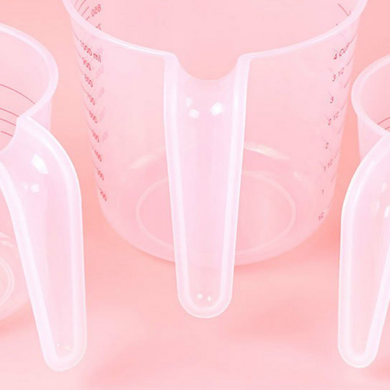 3 vnt. plastikinis matavimo puodelis, talpa Skaidrus matavimo ąsočio rinkinys, sukraunamas skaidrus karščiui atsparus puodelis skysčiui matuoti