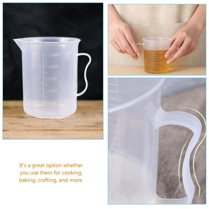 Matavimo puodeliai Maišymo puodeliai Virtuvė graduota derva Matavimo ąsotis Skaidrus Skalė Sukraunama permatoma stiklinė Sausa rankena Kepimo įrankiai