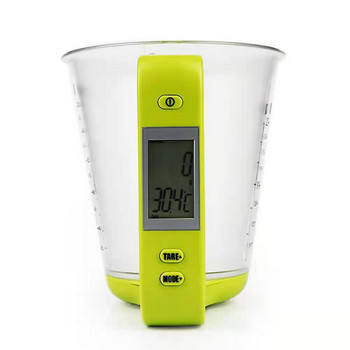 Електронна мерителна чаша Пластмасов инструмент Градуирана цифрова кана с везни Кухненска чаша Претеглете Измерване на температурата LCD дисплей