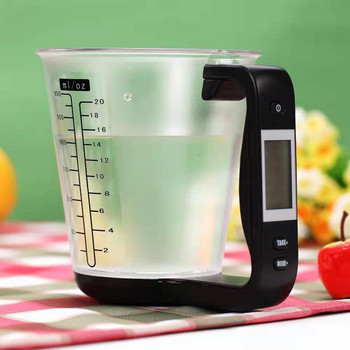 Ηλεκτρονικό κύπελλο μέτρησης Πλαστικό εργαλείο βαθμονομημένη ψηφιακή κανάτα με ζυγαριά Ποτήρι κουζίνας Μέτρηση θερμοκρασίας βάρους Οθόνη LCD