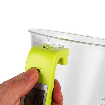 Електронна мерителна чаша Пластмасов инструмент Градуирана цифрова кана с везни Кухненска чаша Претеглете Измерване на температурата LCD дисплей