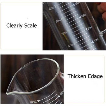 500/1000 ML Голяма топлоустойчива стъклена мерителна чаша за еспресо Стъклена кана за мляко Везна Мерителни чаши Нанесете върху огън