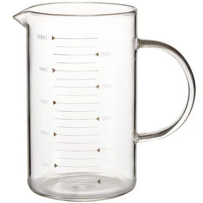 500/1000ML Μεγάλο φλιτζάνι μέτρησης εσπρέσο από γυαλί, ανθεκτικό στη θερμότητα.