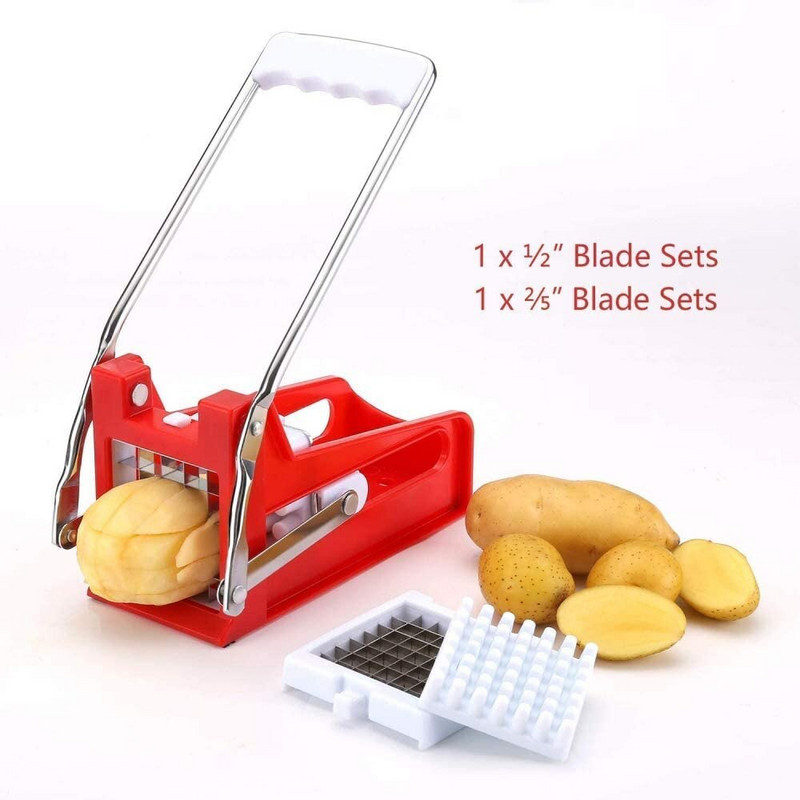 Κόφτης πατάτας Grid Push Slicer για τηγανιτές πατάτες Τσιπ λαχανικών από ανοξείδωτο ατσάλι με 2 αξεσουάρ κουζίνας λεπίδων