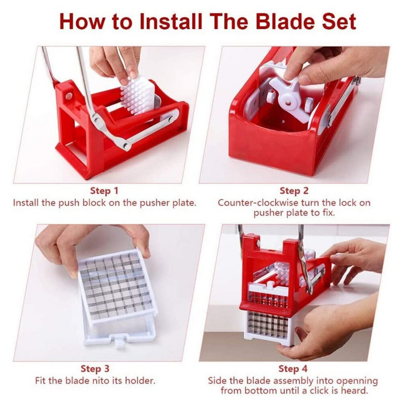 Κόφτης πατάτας Grid Push Slicer για τηγανιτές πατάτες Τσιπ λαχανικών από ανοξείδωτο ατσάλι με 2 αξεσουάρ κουζίνας λεπίδων