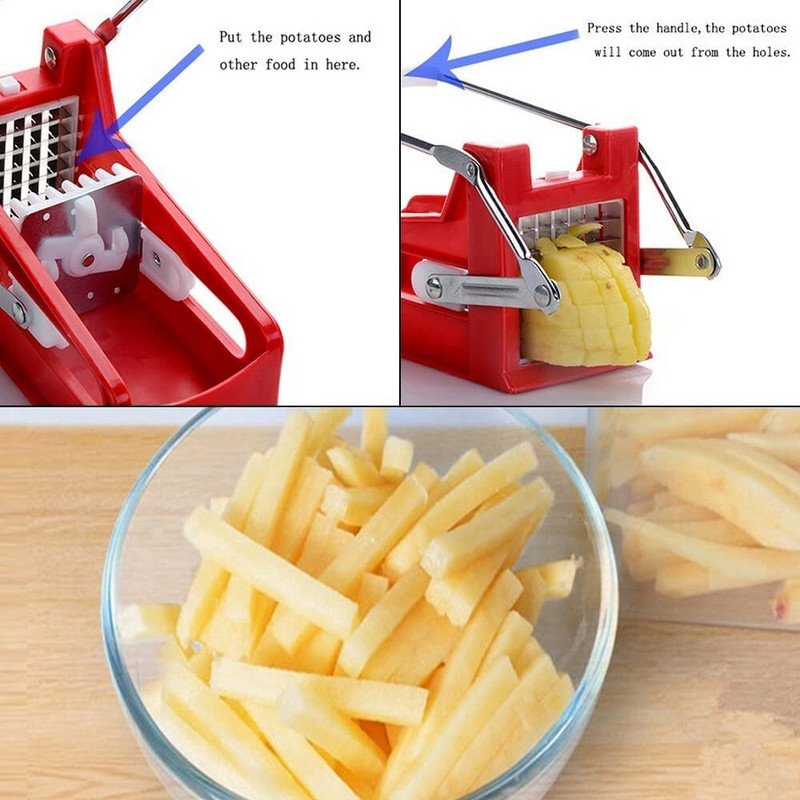 Κόφτης πατάτας Grid Push Slicer για τηγανιτές πατάτες Τσιπ λαχανικών από ανοξείδωτο ατσάλι με 2 αξεσουάρ κουζίνας λεπίδων