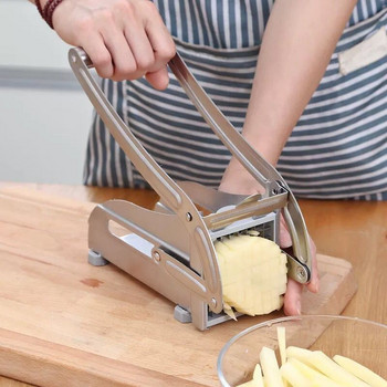 2 остриета от неръждаема стомана Домашни пържени картофи Картофен чипс Лента за нарязване Нож за нарязване Чопър Машина за правене на инструменти Инструмент за нарязани картофи