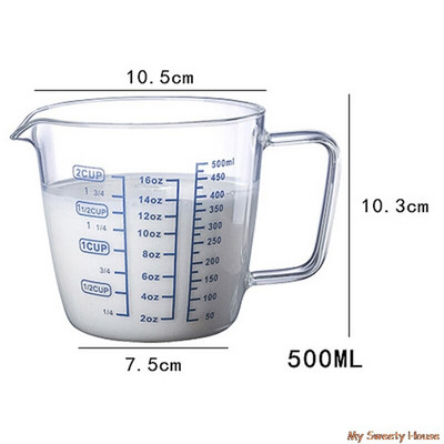 250/500ml Γυαλί που αντέχει στη θερμότητα Φλιτζάνι μέτρησης Ζυγαριά γάλακτος Ζυγαριά κανάτα κρέμα γάλακτος Φλιτζάνι τσαγιού Στάμνα καφέ Ποτήρι για μικροκύματα