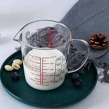 Νέο 2X 500ml Glass Measuring Cup Κανάτα γάλακτος Ανθεκτικό στη θερμότητα Γυάλινο φλιτζάνι Measure Jug Creamer Scale Φλιτζάνι τσαγιού Καφές Μικροκυμάτων