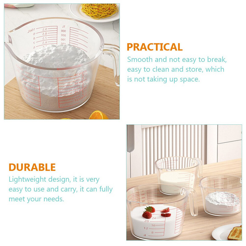 Φλιτζάνι μεζούρα Γυάλινο καφετιέρο Δοχείο κανάτα ανάμειξης κούπα πόσιμο βαθμολογημένη κουζίνα Ψήσιμο στάμνα Jigger Barcups Measure Clear