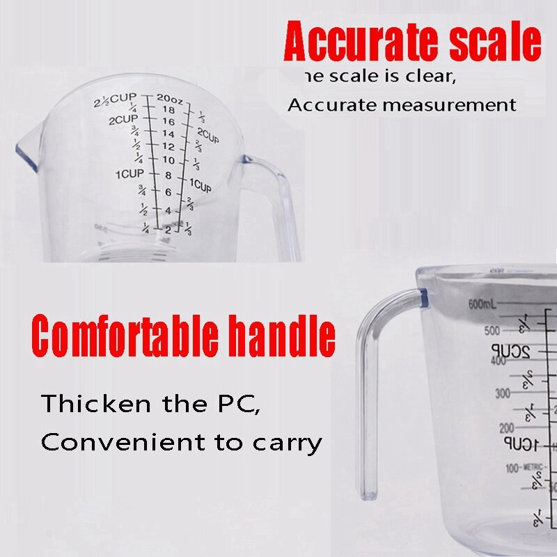 4PCS 100/300/600/1000ML Plastična prozirna mjerna posuda Vrč Kuhinjski pribor Pribor za kolače Alati za pečenje