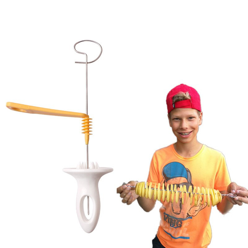 Rotirajući rezač krumpira s 3 žice od nehrđajućeg čelika + plastični upleteni rezač krumpira Spiralni DIY ručni kreativni kuhinjski dodaci