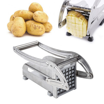 Tăiător manual de cartofi din oțel inoxidabil Tăiător de cartofi prăjiți Mașină pentru chipsuri de cartofi Dicer carne Cuburi de castraveți Bețe de morcovi de bucătărie