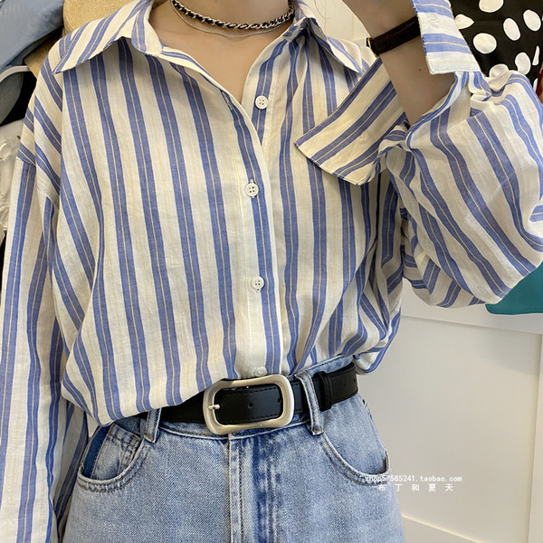 Ležeran ženski kožni remen sa metalnom kopčom