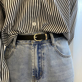 Tanki ženski remen od eko kože sa metalnom kopčom