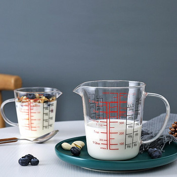 Γυάλινη κούπα μέτρησης 500 ml Κανάτα γάλακτος Ανθεκτικό στη θερμότητα Γυάλινο φλιτζάνι Μεζούρα Ζυγαριά κρέμα γάλακτος Φλιτζάνι καφέ Καφέ Θήκη μικροκυμάτων