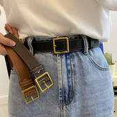 Ženski kožni remen s metalnom četvrtastom kopčom