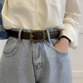 Ženski kožni remen sa metalnom kopčom