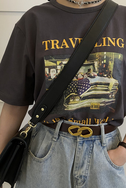 Novi model ženskog kožnog remena u crno-braon boji