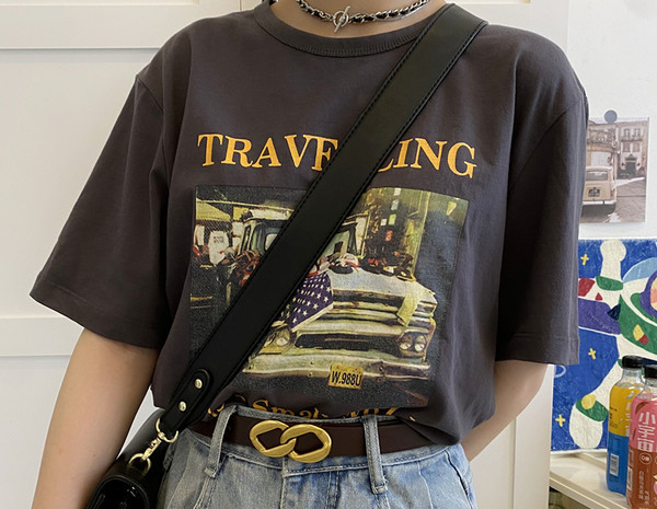 Novi model ženskog kožnog remena u crno-braon boji