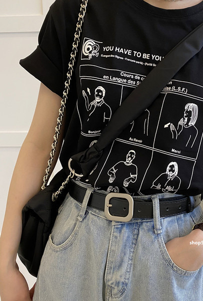 Ženski remen sa kopčom - crna i smeđa boja