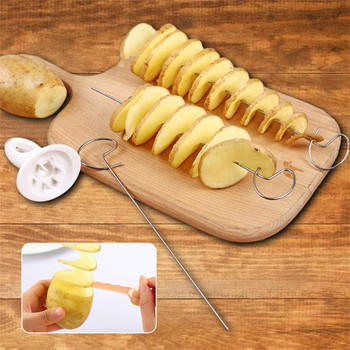 HOT SELL 3 String Rotate Potato Slicer από ανοξείδωτο ατσάλι +Plastic Twisted Potato Slice Cutter Spiral DIY Εγχειρίδιο Δημιουργικό