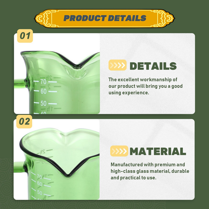 Mjerna čašica Stakleni vrč Šalica za espresso kave Šolja za kremu Mama Mugbeaker Tekućina Prozirna mjera Izljev Vrč Umak Vaga za točenje