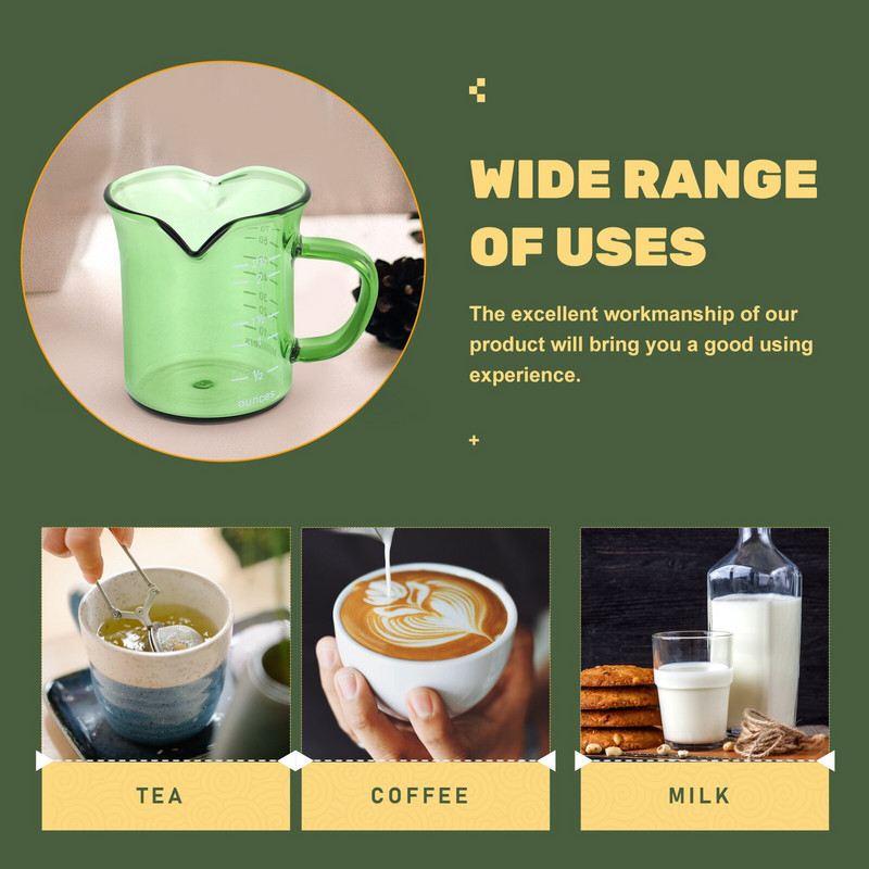 Mjerna čašica Stakleni vrč Šalica za espresso kave Šolja za kremu Mama Mugbeaker Tekućina Prozirna mjera Izljev Vrč Umak Vaga za točenje