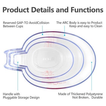 3 τεμ. Μεζούρες Στοιβαζόμενες Κανάτες Μεζούρας Πλαστική Λαβή Κουζίνας Κύπελλο Μετρήσεων Μαγειρέματος με διαβαθμισμένη