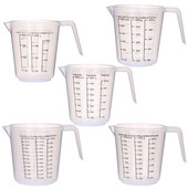 5Pc kuhinjske mjerne čaše Kuhanje Pečenje Graduirana čaša Plastična graduirana mjerna posuda Izljev za pohranu Prašak Spremnik za tekućinu