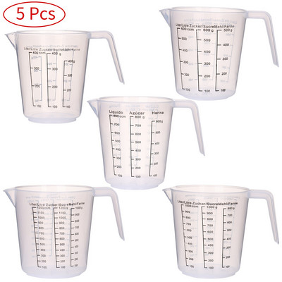 5 kom kuhinjskih alata Organizator Mjerne čaše Prozirne plastične graduirane čaše Mjerni vrčevi koji se mogu slagati jedan na drugi Dodatak za kuhanje