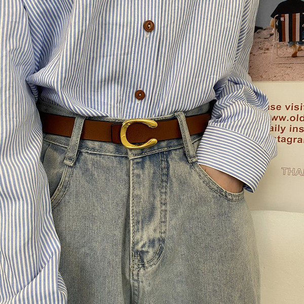 ženski remen od umjetne kože - crne i smeđe boje