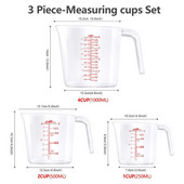 Mjerne čaše od 3 komada Mjerni vrčevi koji se mogu složiti Plastična ručka Kuhinjska mjerna posuda s graduiranom
