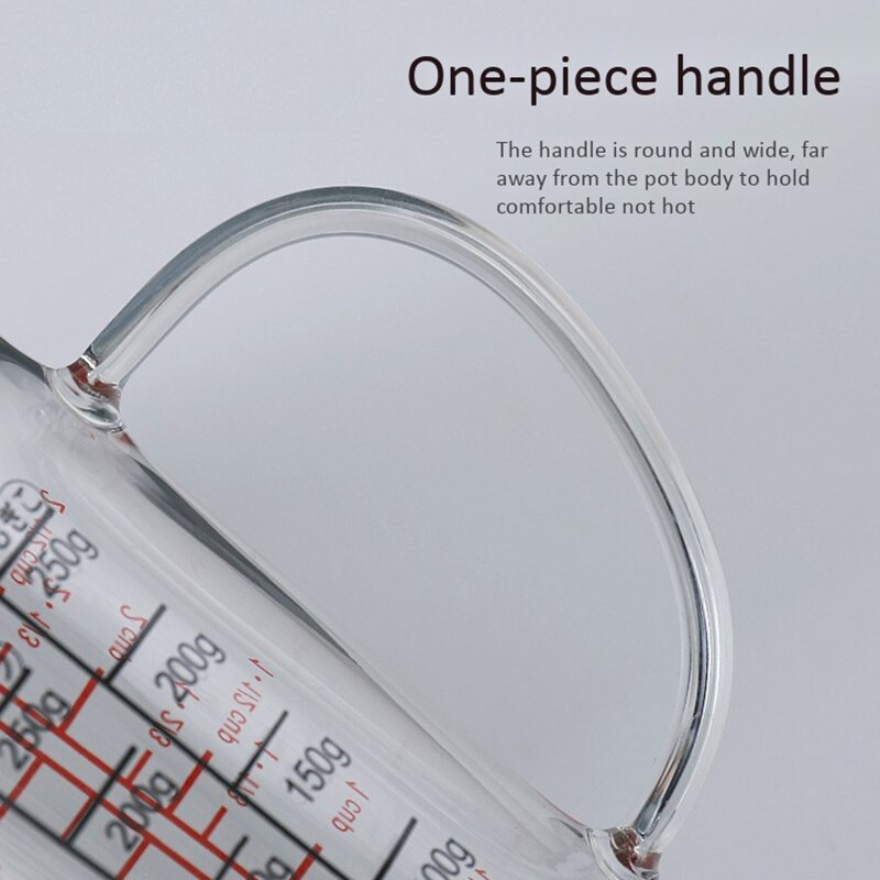 Staklena mjerna čaša od 500 ml Vrč za mlijeko Staklena čaša otporna na toplinu Mjerni vrč Vaga za kremu Šalica za kavu Sigurno za mikrovalnu