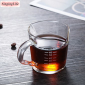 Staklena šalica za mlijeko od 70 ml s vagom, otporna na toplinu, ručni rad, staklena espresso vrč za kavu s dva otvora i ručkom, vaga, šalice za mjerenje