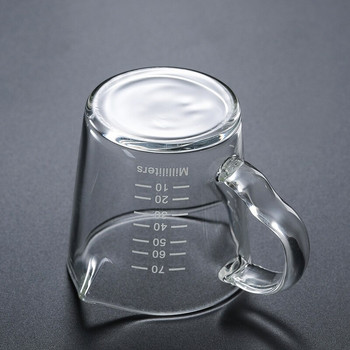 70 мл чаша за мляко, стъклена скала, топлоустойчива ръчна изработка, стъклена кана за еспресо с двойно гърло и дръжка, скала за измерване на чаши
