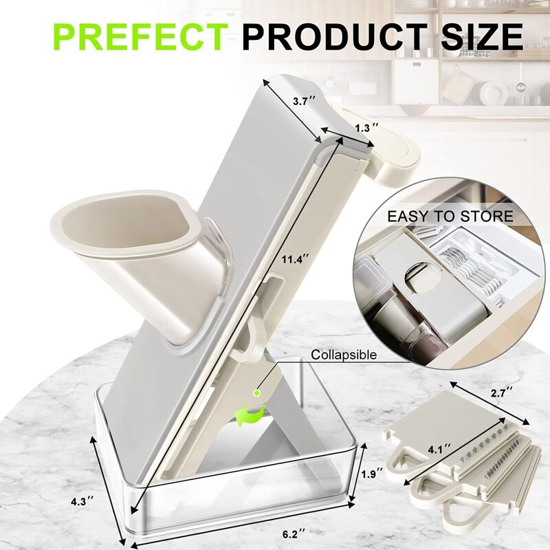 Virtuvinis daržovių pjaustytuvas su keičiamais peiliukais, daržovių smulkintuvas 4 česnako morkų bulvių pomidorų pjaustymo režimai