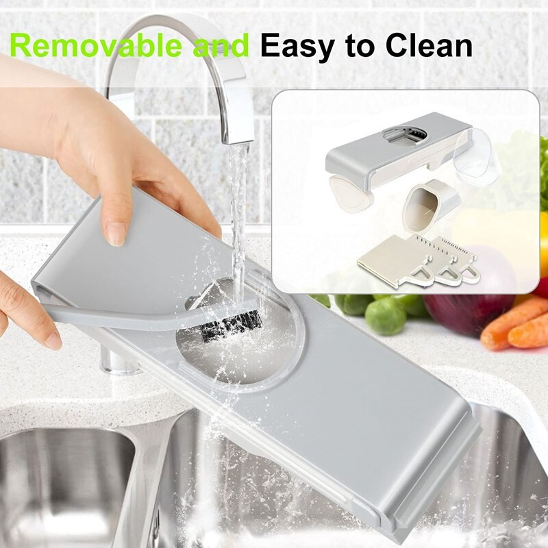 Virtuvinis daržovių pjaustytuvas su keičiamais peiliukais, daržovių smulkintuvas 4 česnako morkų bulvių pomidorų pjaustymo režimai