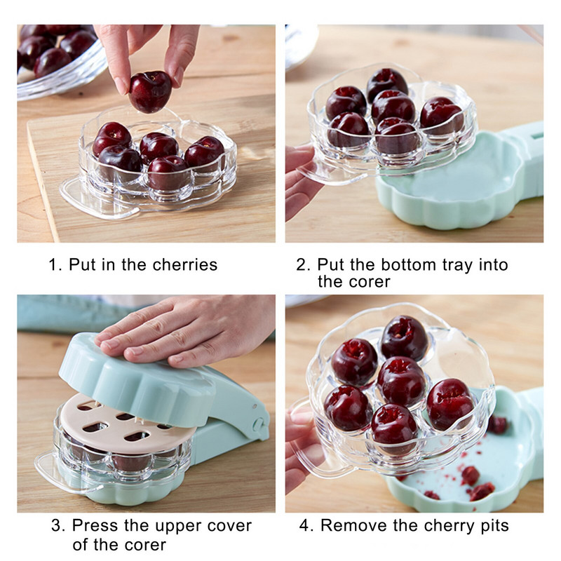 Alat za uklanjanje koštica od sjemenki trešnje Olive Alat za uklanjanje koštica od više koštica Alat za uklanjanje koštica od koštica trešnje s bravom koja štedi prostor