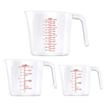 3 бр. Мерителни чаши Подреждащи се мерителни кани Пластмасова дръжка Кухненска готварска чаша за измерване с градуирана