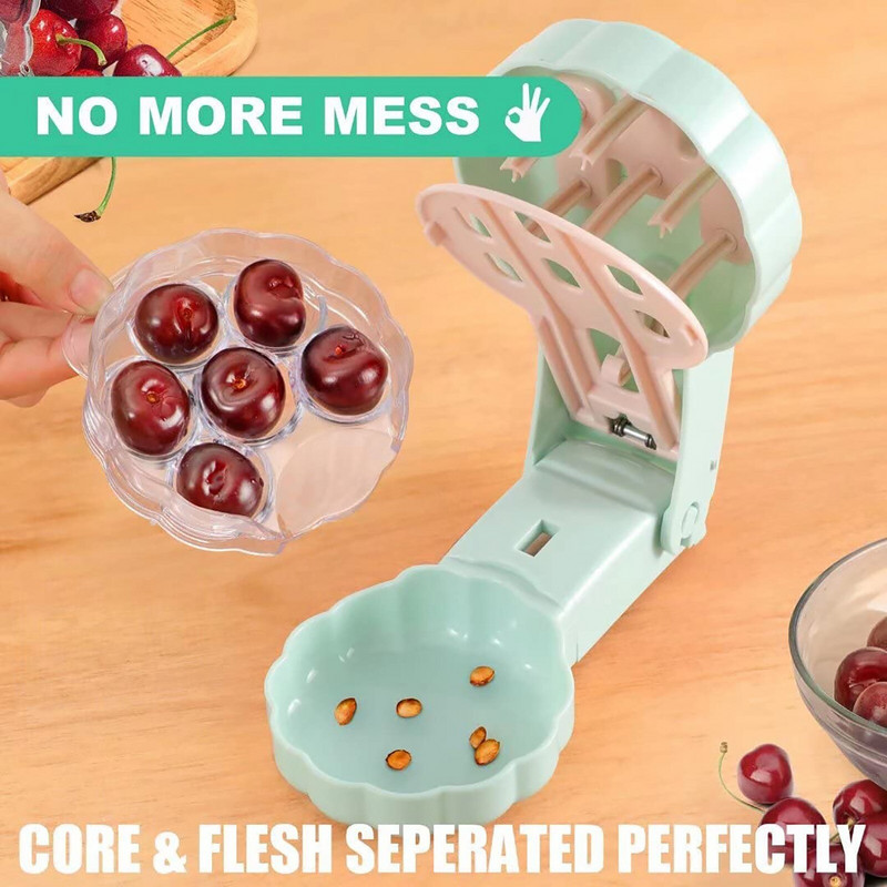 Kuhinja za trešnje sa 6 rupa s posudom Kuhinjski pribor Alati Novost Super Cherry Pitter Koštica za uklanjanje koštica Pit 6 Dropshipping