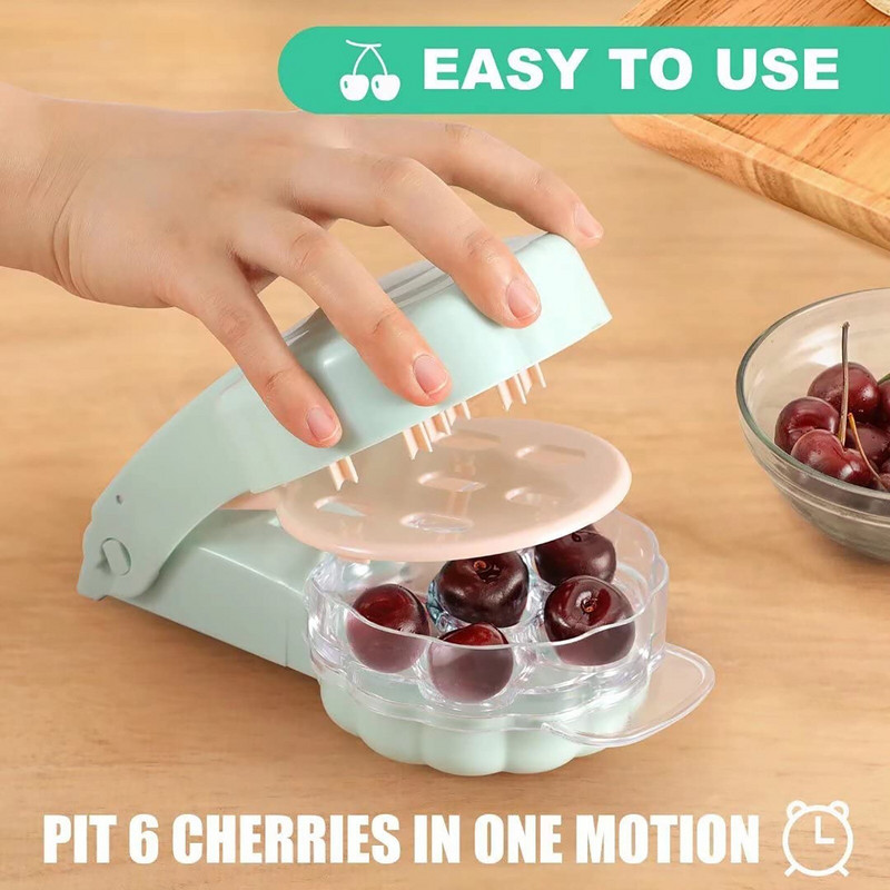 Kuhinja za trešnje sa 6 rupa s posudom Kuhinjski pribor Alati Novost Super Cherry Pitter Koštica za uklanjanje koštica Pit 6 Dropshipping