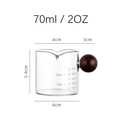 JINYOUJIA čaša za espresso, dvostruki izljev, staklena mjerna šalica, ručka otporna na toplinu, prozirna ljestvica, vrč za mjerenje kave i mlijeka