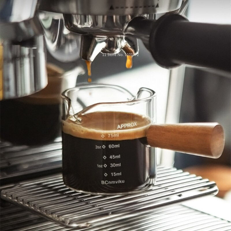 Japanska drvena ručka Staklena šalica za mlijeko Kava i šalica za mlijeko Vrč za mlijeko Mini vaga Šalica za sok Staklena šalica za kavu Kuhinjski pribor