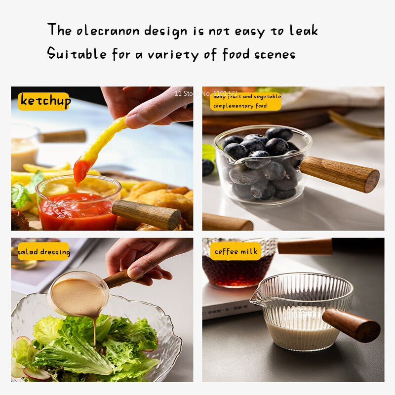 Japanska drvena ručka Staklena šalica za mlijeko Kava i šalica za mlijeko Vrč za mlijeko Mini vaga Šalica za sok Staklena šalica za kavu Kuhinjski pribor